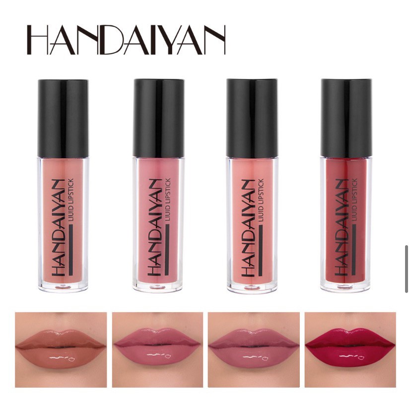 HANDAIYAN Matte Lip Gloss Liquid lipstick Long Lasting Waterproof Moisturizing Make Up Kit Lady Gift 4 Colors/Set