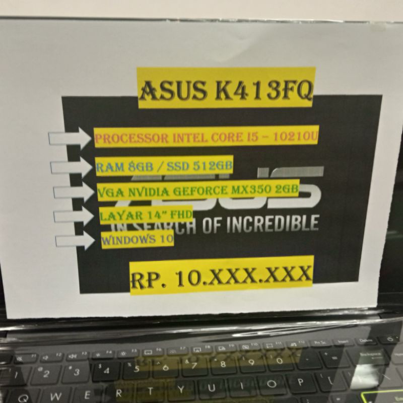 ASUS K413FQ I5 10210U 8GB SSD 512GB MX350 2GB
