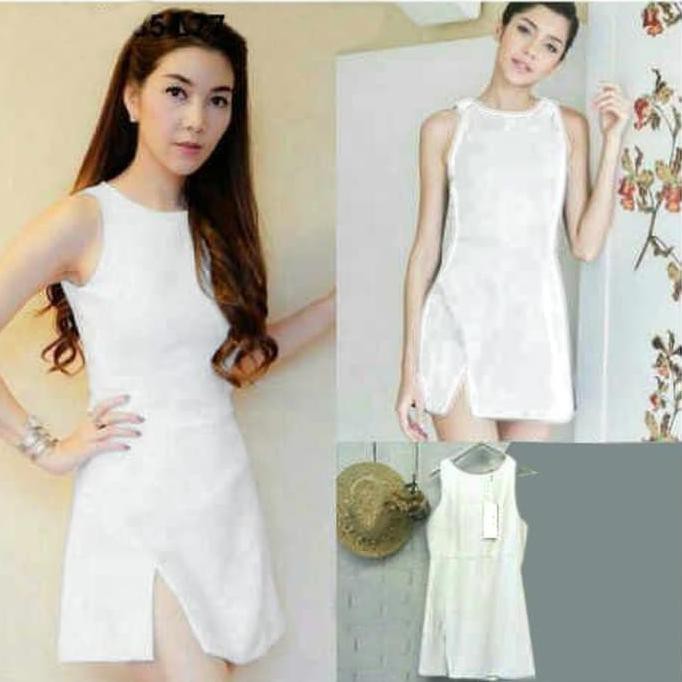 Sale Dress Aura Bw Sw Pakaian Wanita Dress Scuba Putih Terbaru