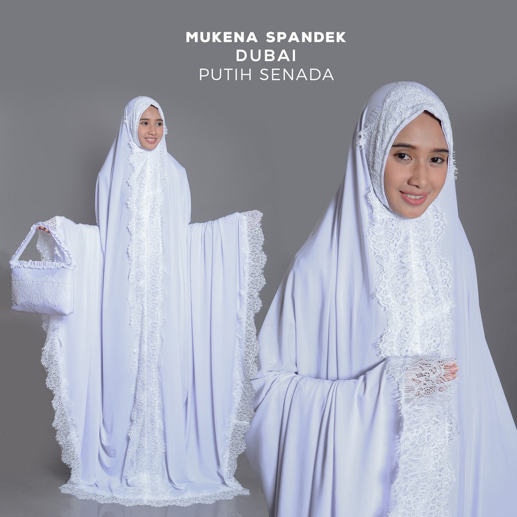 MUKENA TERUSAN DUBAI RENDA PUTIH SENADA