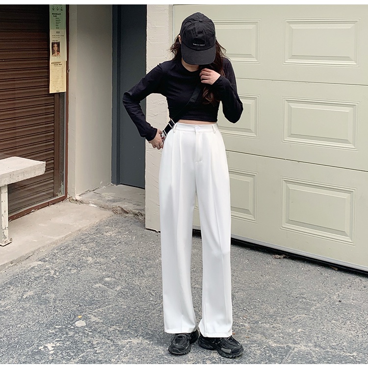 [2 Warna]Celana Panjang Putih High Waist Celana Kantor Formal / Casual Celana Kulot Wanita Pants Korean Style