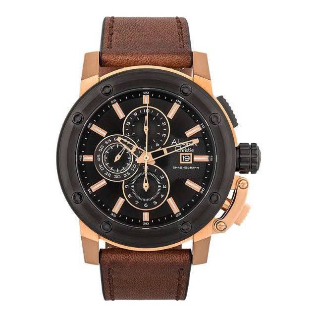 Alexandre Christie AC 6519 MC Chronograph Original Pria [Rosegold/Black]