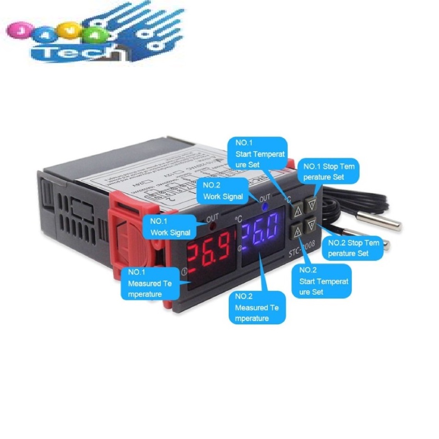 STC-3008 Termostat Digital 110V-220V AC 12V DC Dual Thermostat