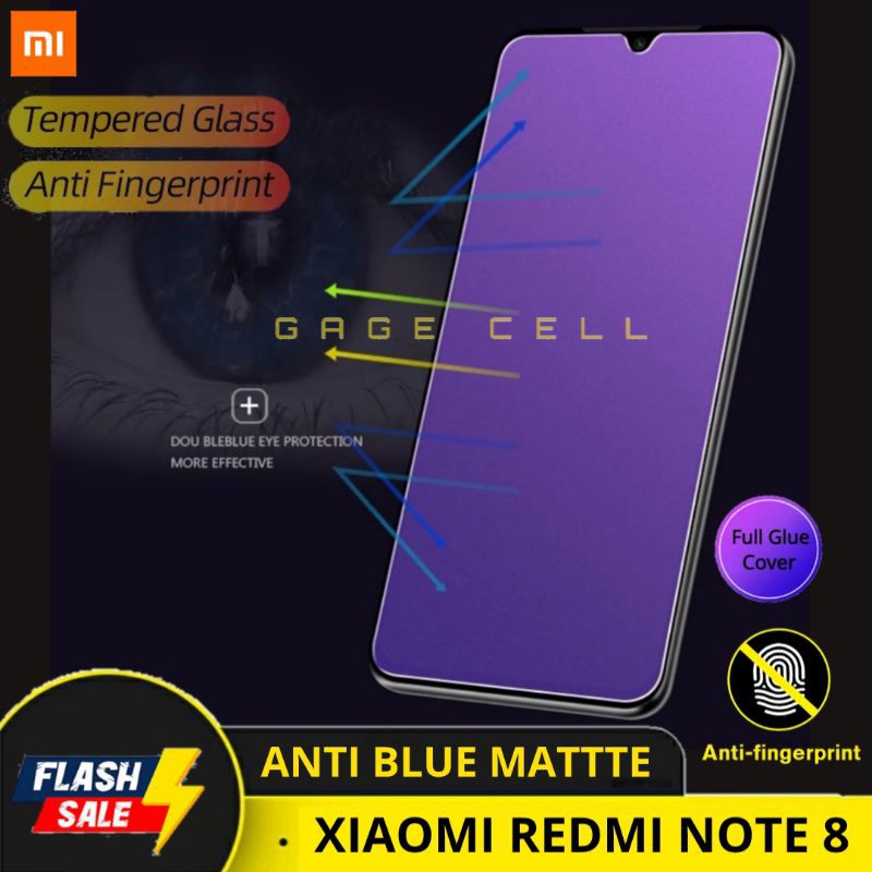 TEMPERED GLASS ANTI GORES BLUE LIGHT MATTE RADIASI REDMI NOTE 8 NOTE8 FULL SCREEN PROTECTOR PREMIUM