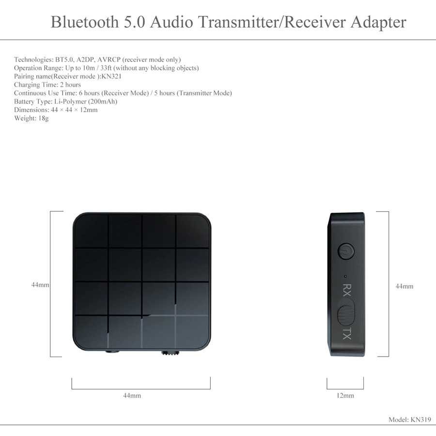 Audio Bluetooth 5.0 Universal Transmitter &amp; Receiver TEBE 2 in 1 - 3.5