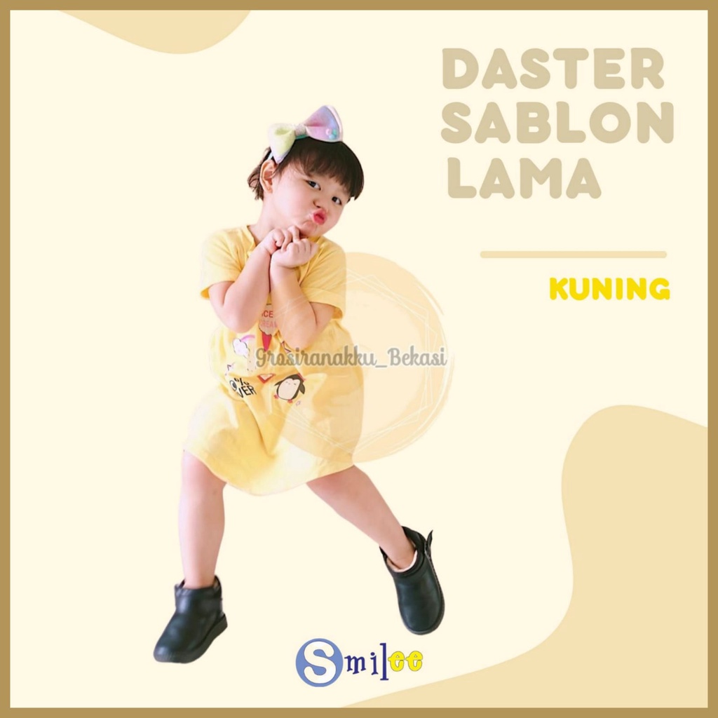 Daster Anak Smile Sablon Motif Kuning Ice Cream Size 1-5Tahun