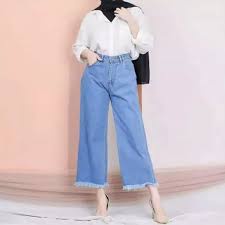 Celana Kulot Jeans Wanita Rawis High Waist Jeans Kulot Rawis Boyfriend Kulot Kekinian FREE BELT