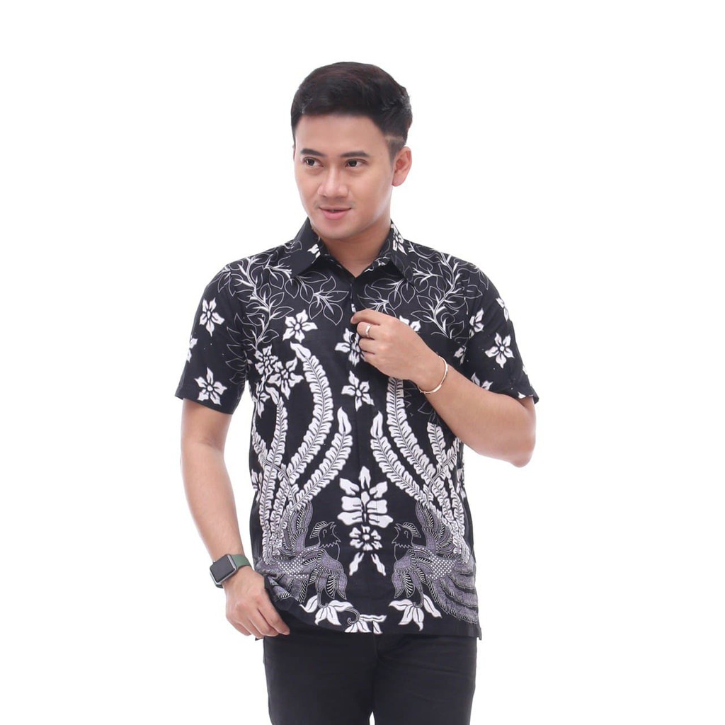 Hem Batik Pria Pendek Lawasan Sogan/Pari Sulur/Parang Black/Merak Papua Ori by Batiek