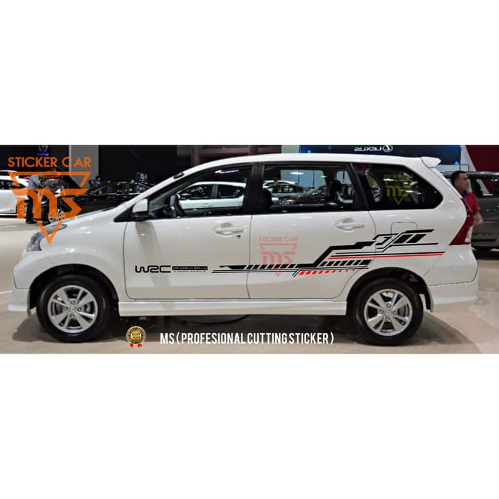 PROMO STIKER STICKER STRIPING MOBIL TOYOTA AVANZA CALYA TRIBAL UNIVERS - hitam-merah Elegan