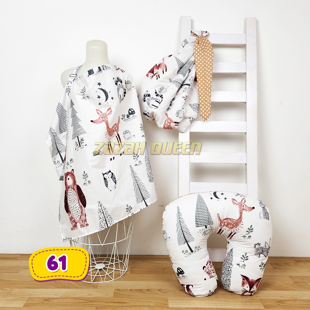 [3 in 1] Bantal Menyusui Gendongan Bayi Bonus Apron Menyusui