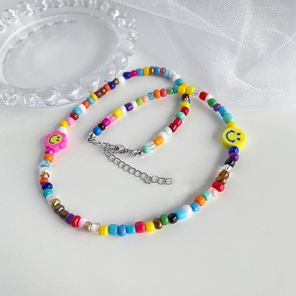 [Elegan] Wanita Rantai Kalung Trendi Elegan Untuk Hadiah Teman Perempuan Manis Wajah Tersenyum Klavikula Choker
