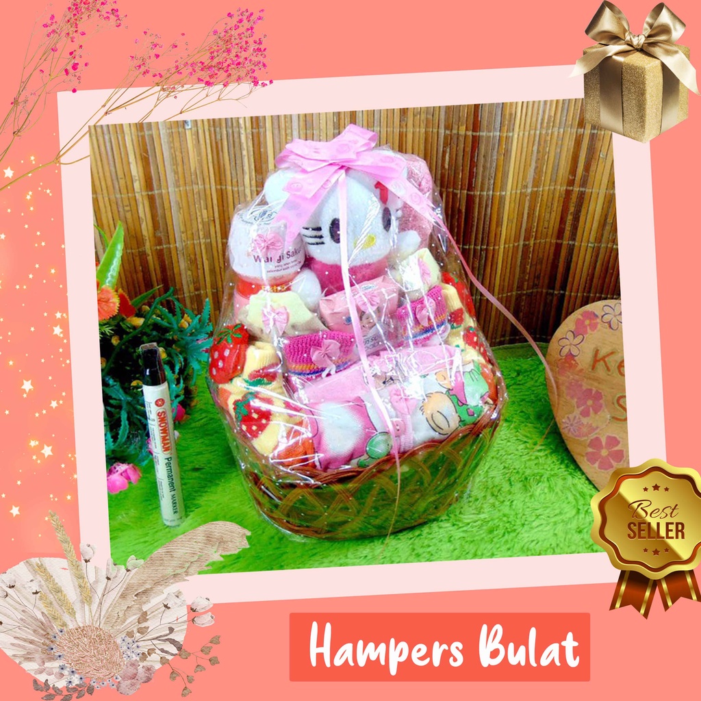 kembarshop TERLARIS paket kado bayi kado lahiran-keranjang bulat ANEKA WARNA-4