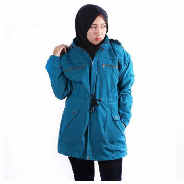 Jaket Parka Wanita Big Size Jumbo Muslimah Korea Bolak Balik Import Premium Terbaru L XL XXL 3XL 4XL