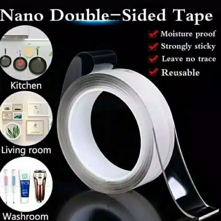 

0HH9U7579 ZIKI SHOP Isolasi Bolak Balik Super Kuat/ Double Tape Nano/ Lem Super Kuat