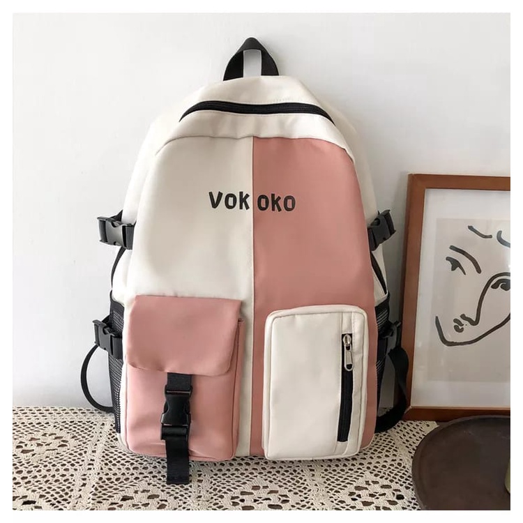Diobrale - Tas Ransel Wanita Fashion Terbaru Backpack Populer Korean Style Saku Dua Sekolah SD SMP Terbaru 2024