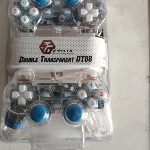 ✥ Stik PS PC JOYSTICK PC Laptop Gamepad Double Transparan Usb ❅