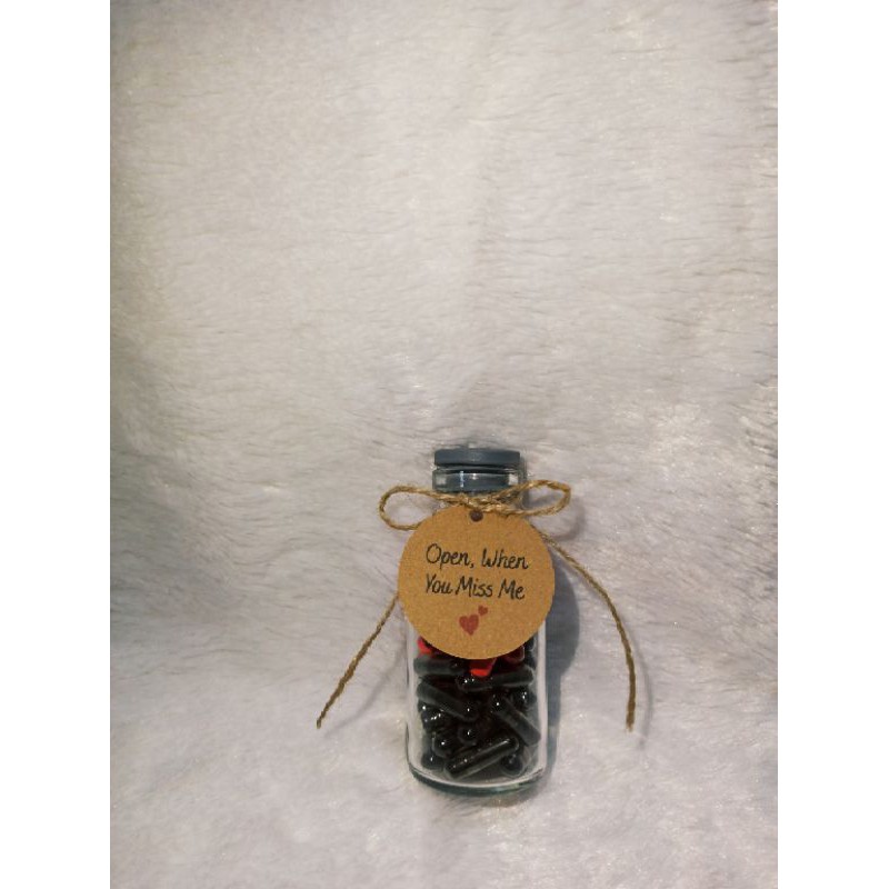 Wish in bottle Botol kaca 100ml Surat dalam kapsul 60 wish kado unik Hang Tag Happy Birthday Love-Open when you missme