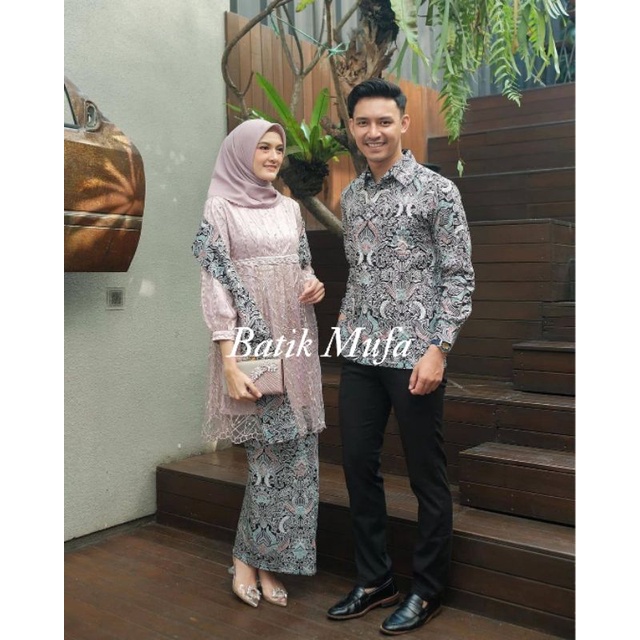 (FREE HIJAB) Kebaya batik couple Maheswari tunik couple kondangan, kebaya lamaran