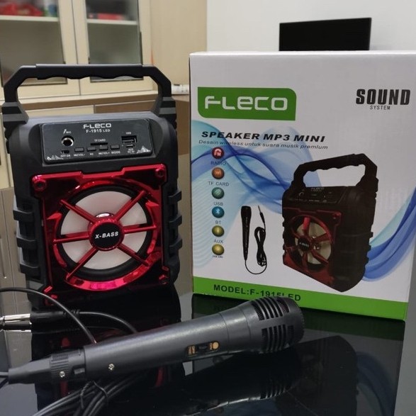 F-1915 LED SPEAKER KARAOKE BLUETOOTH + MIC SPEAKER KARAOKE X-BASS