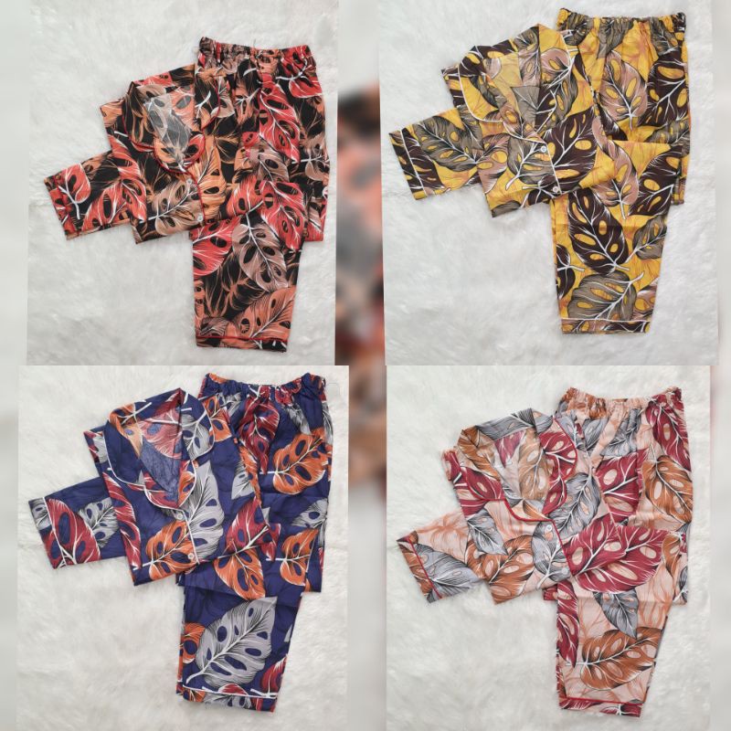 Baju Tidur Piyama Wanita/Cewek Dewasa Pajamas Katun Motif Daun Janda Bolong PP