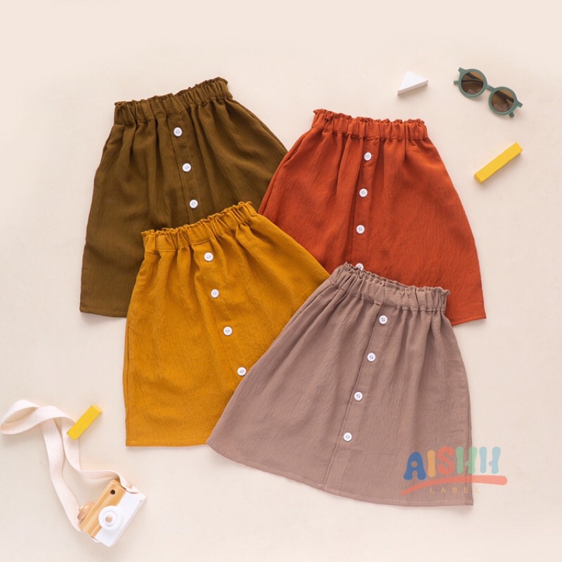 Rok anak perempuan panjang - rok anak cewek wanita usia 01234567 tahun - rok anak panjang pendek tan