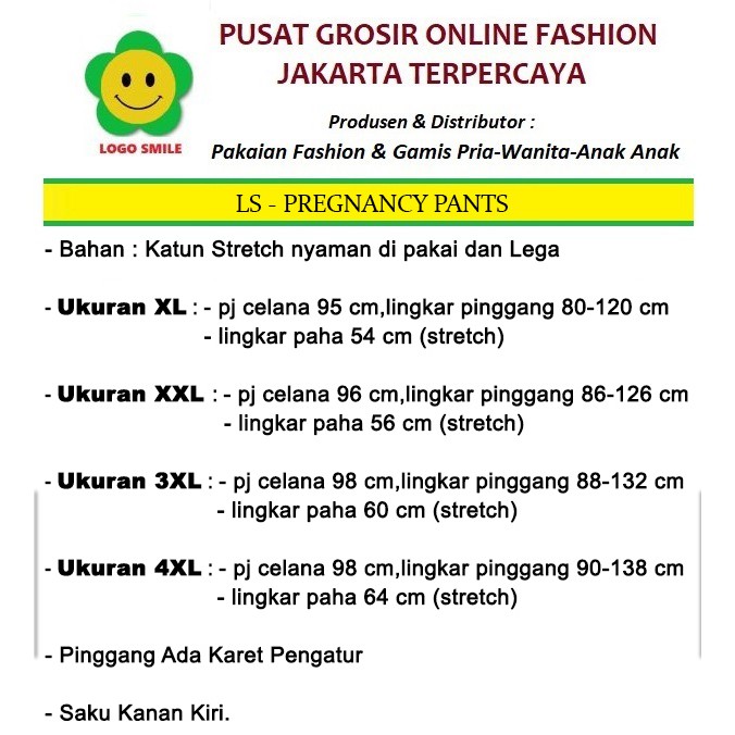 New Celana Hamil - Logo Smile (LS) - Ukuran XL-3XL - Matt Scuba
