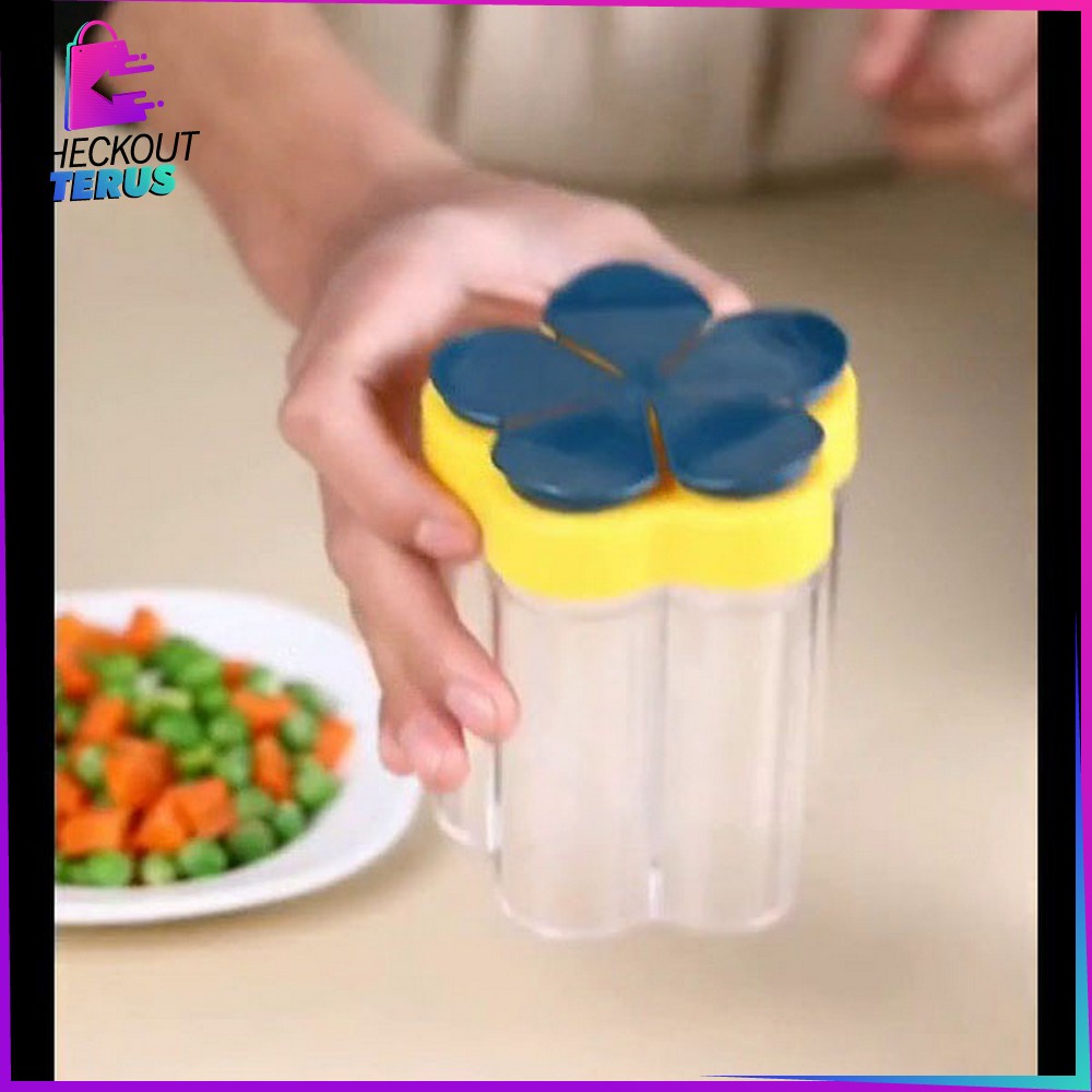 CT C97 Tempat Bumbu Dapur 5 Sekat Bentuk Bunga Multifungsi Penyimpanan Bumbu Masak Serbaguna Wadah Bumbu