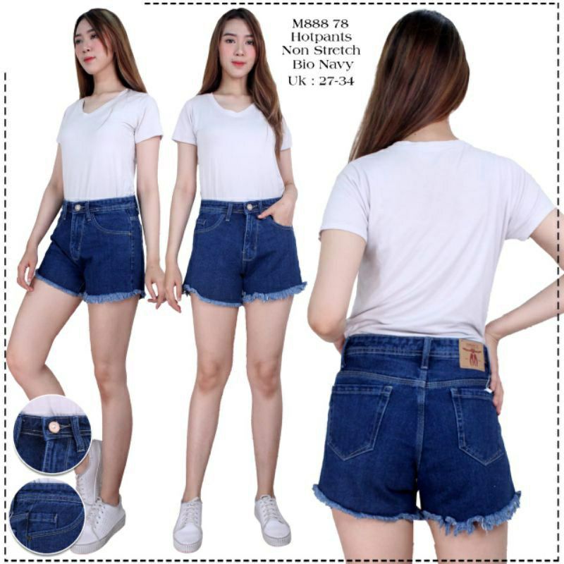 Rk,HOT PANT RUMBAI JEANS WANITA/CELANA JEANS PENDEK RAWIS BAHAN TEBAL