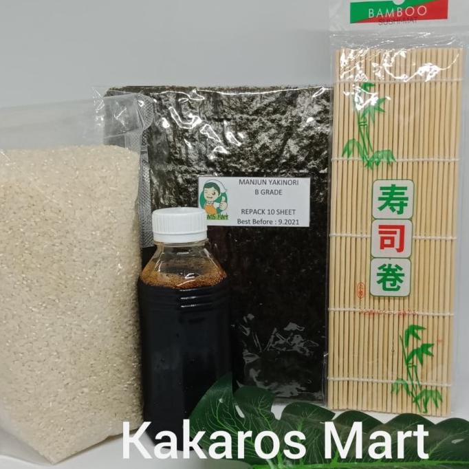 Paket Sushi Komplit HALAL ( Beras+Sushi mat+kecap asin+Nori )