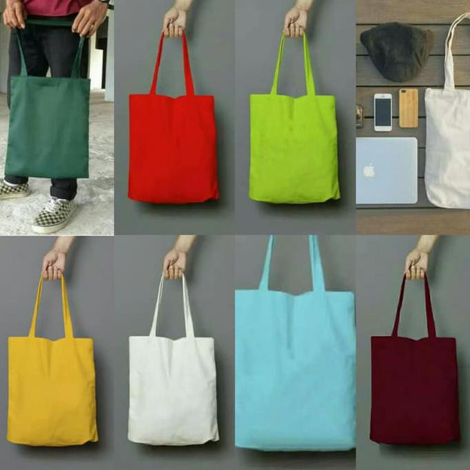 Promo  Tote Bag/Totebag Polos/Semi Kanvas/Murah - Biru Muda Totebag Aesthetic