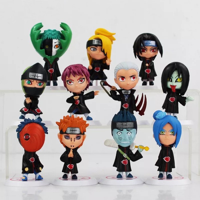 ACTION FIGURE NARUTO HOKAGE SET 11 PCS CHIBI TOPPER MAINAN PAJANGAN