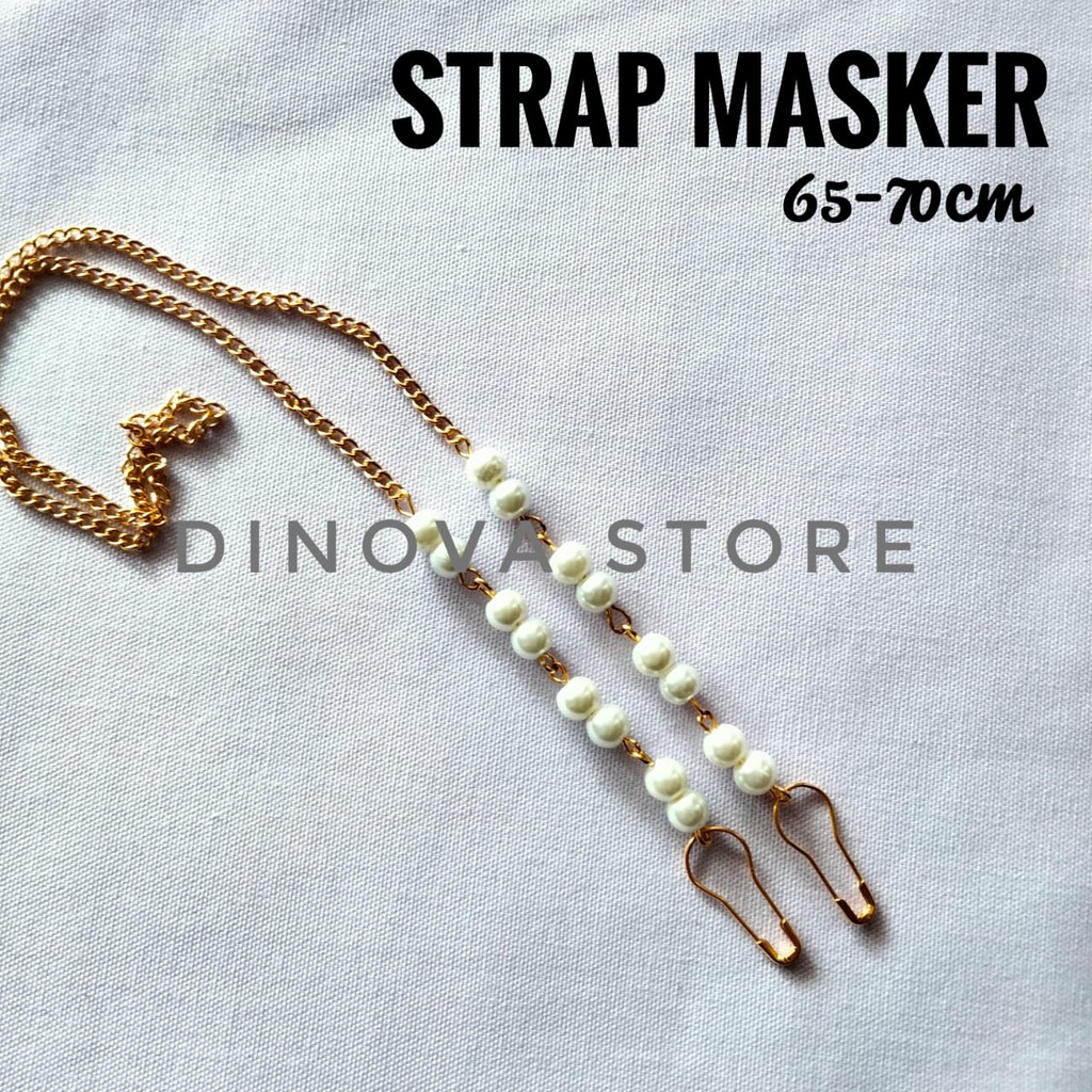 STRAP MASKER RANTAI GOLD MUTIARA PUTIH/KALUNG MASKER/STRAP MASK