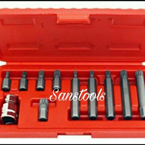 PERTUKANGAN POWER TOOLS SPLINE BIT SOCKET SET 11PCS / MATA KUNCI SOCK BIT SEGI 12 TAIWAN 1/2"