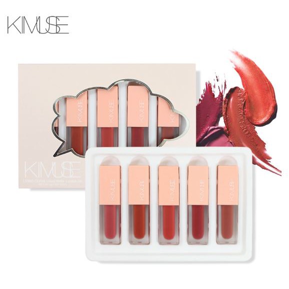 (READY &amp; ORI) Kimuse 5 In 1 Living Cocal Liquid Matte Lipstick Set kms102 kms103 kado seserahan teman pacar gift hampers