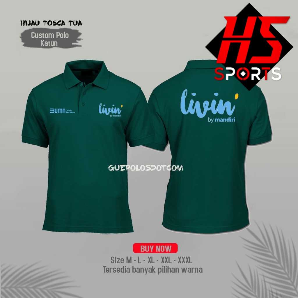 polo livin by mandiri - depan logo LIVIN BUMN belakang LIVIN MANDIRI - Poloshirt livin by mandiri - BAJU kerah livin mandiri terbaru - Baju polo Bank Mandiri