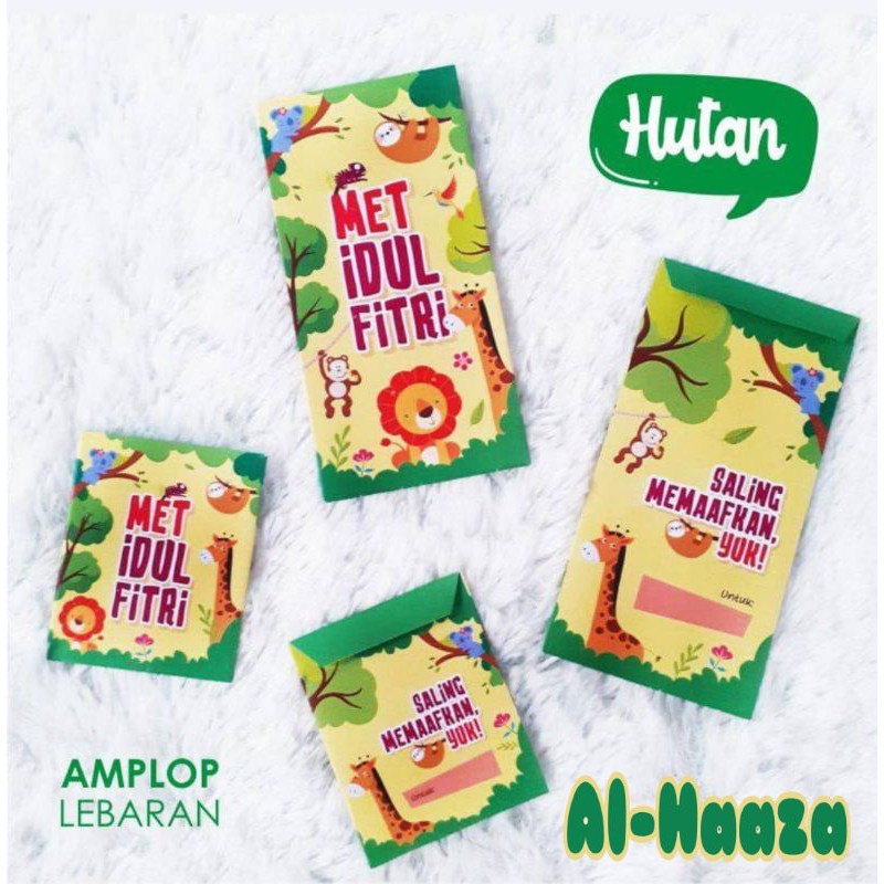 

amplop Lebaran tema hutan dan antariksa