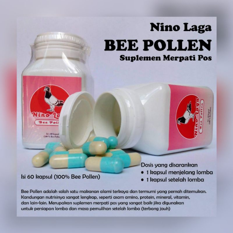 (Nino Laga) Bee Pollen Suplemen Burung Merpati - 1 Botol isi 60 Butir Kapsul