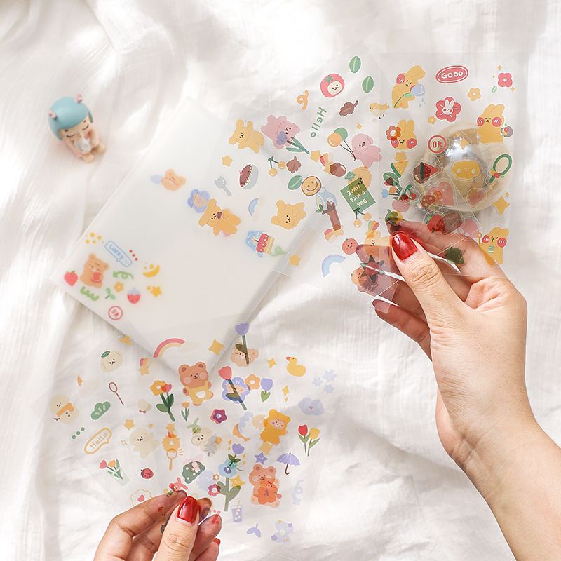 

Floralwhite 1 lembar stiker beruang lucu hias dekor buku diary / cute bear sticker for decoration journaling planner scrapbook DIY