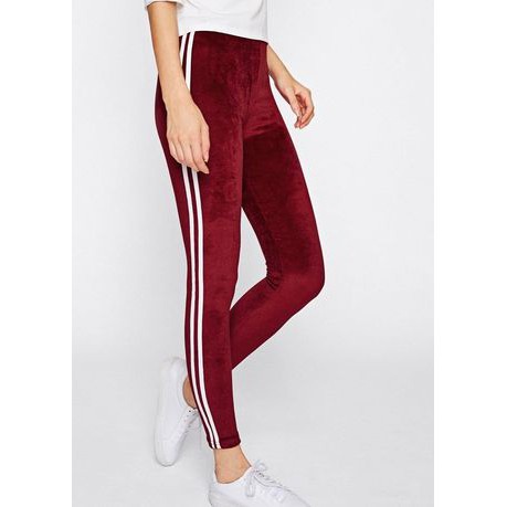 HIPNOP Celana Legging Bludru List Velvet Premium Legging Polos  Legging Import Celana Jegging Wanita