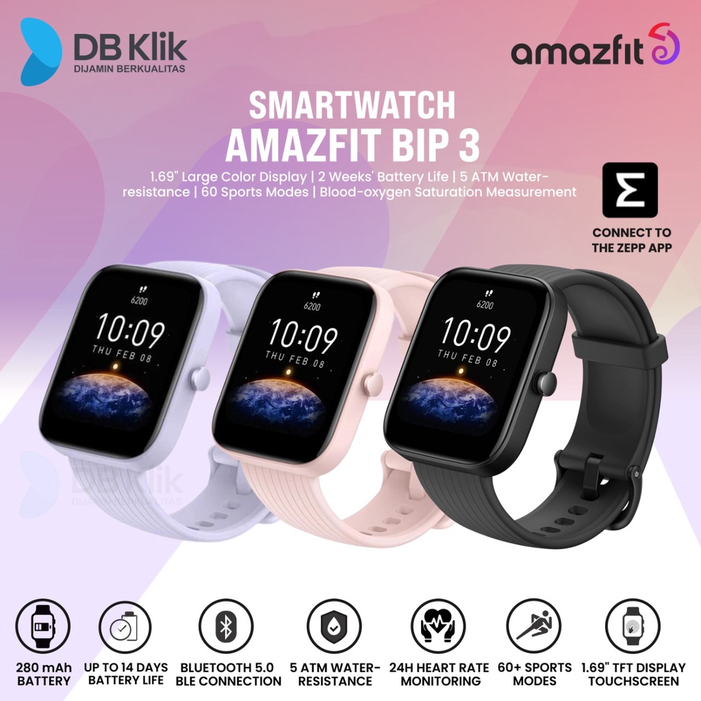 Smartwatch AMAZFIT BIP 3 1.69&quot; Ultra-large Color Display- Amazfit BIP3