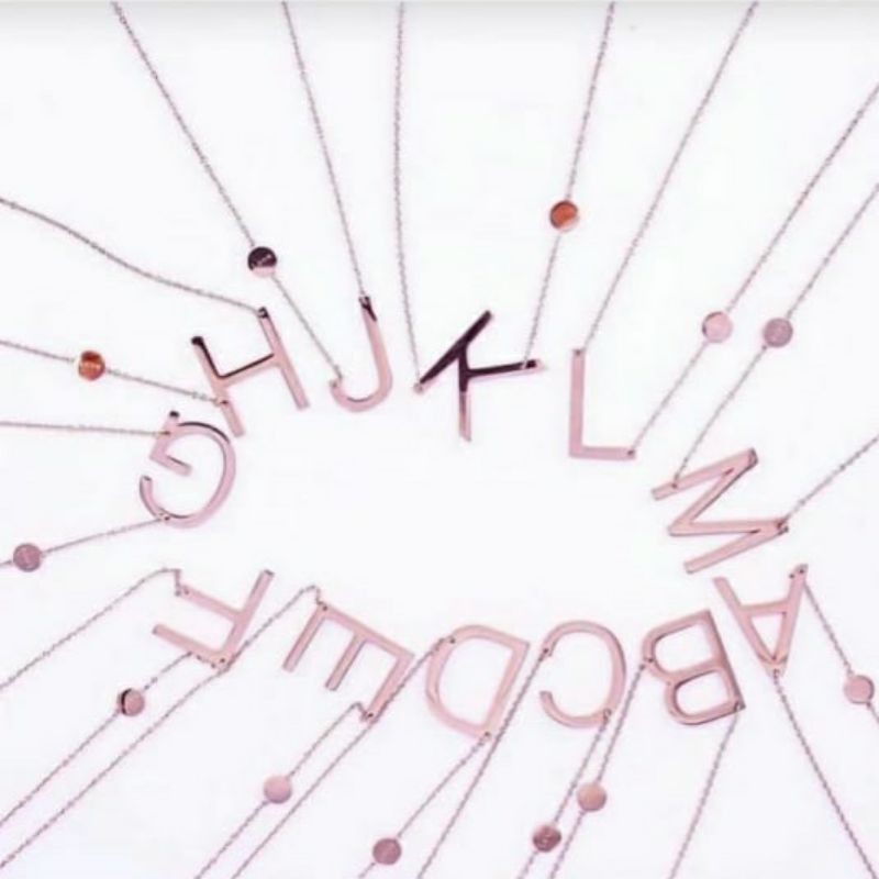 Kalung Huruf Kecil Titanium Rosegold