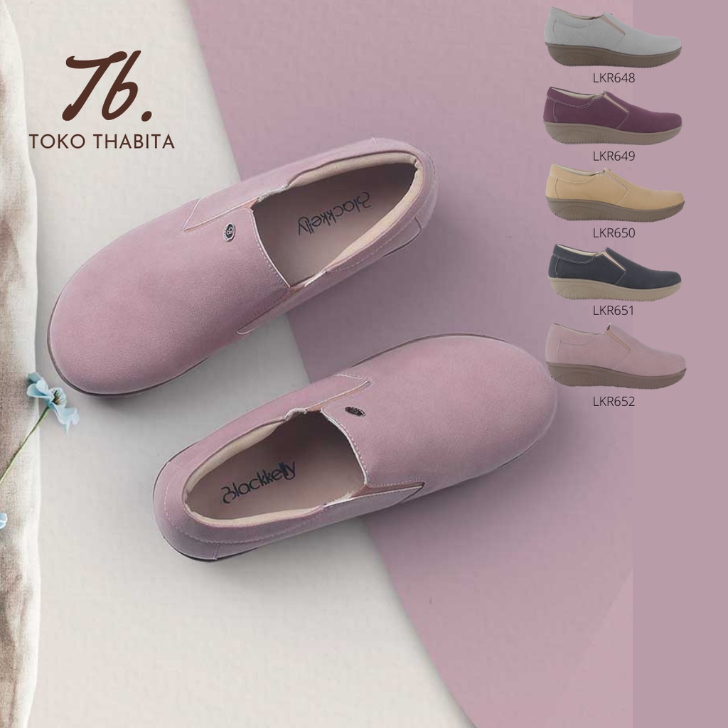 Toko Thabita Sepatu Slip On Wanita Blackkelly Slipon Shoes Kulit Sintetis