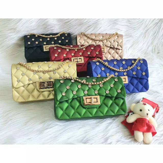 Tas Sling Bag Jelly Matte Anyam Mini Diamond - U18CM