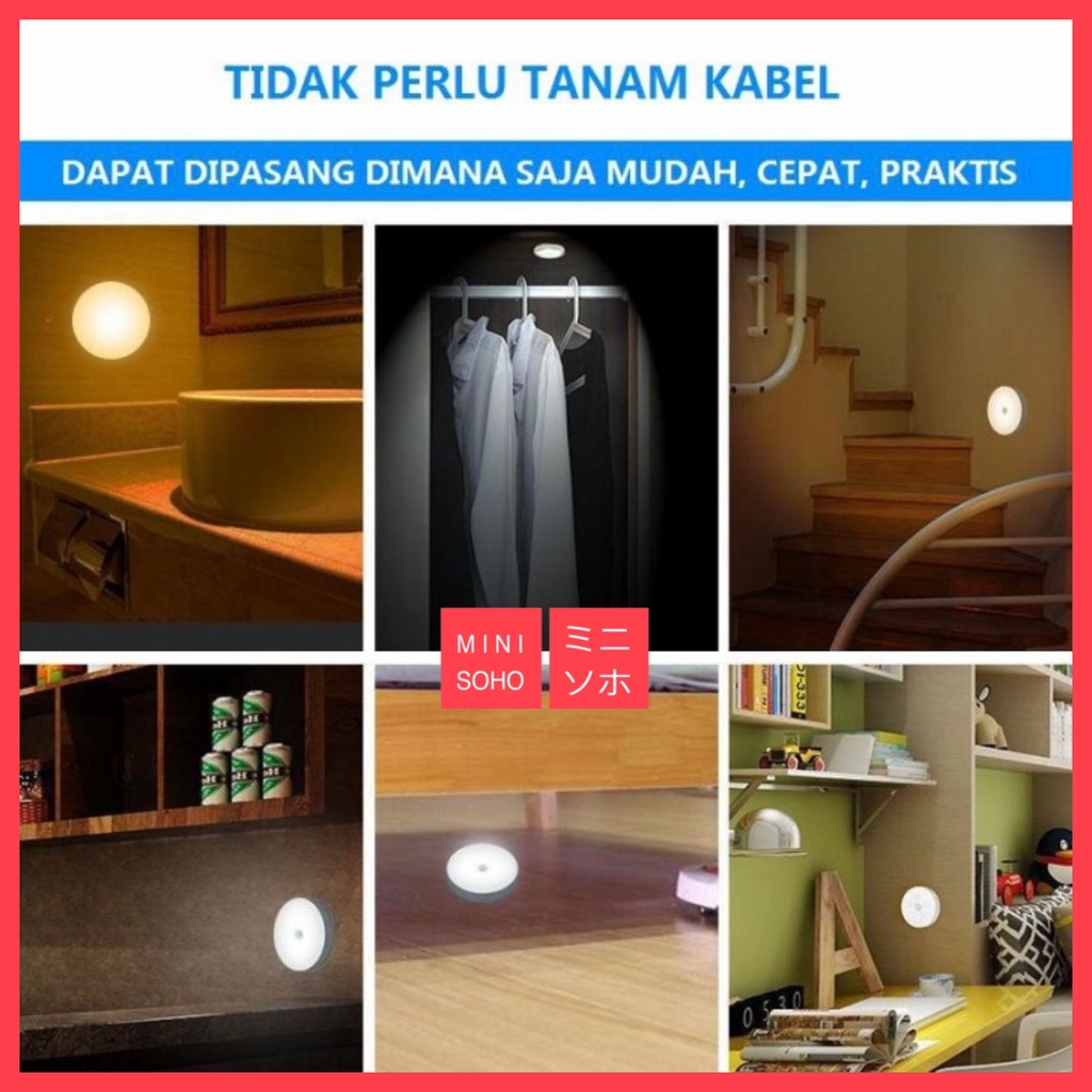 Lampu Sensor Gerak LED Magnetic Tempel (Tidur, Lemari, Emergency dll)