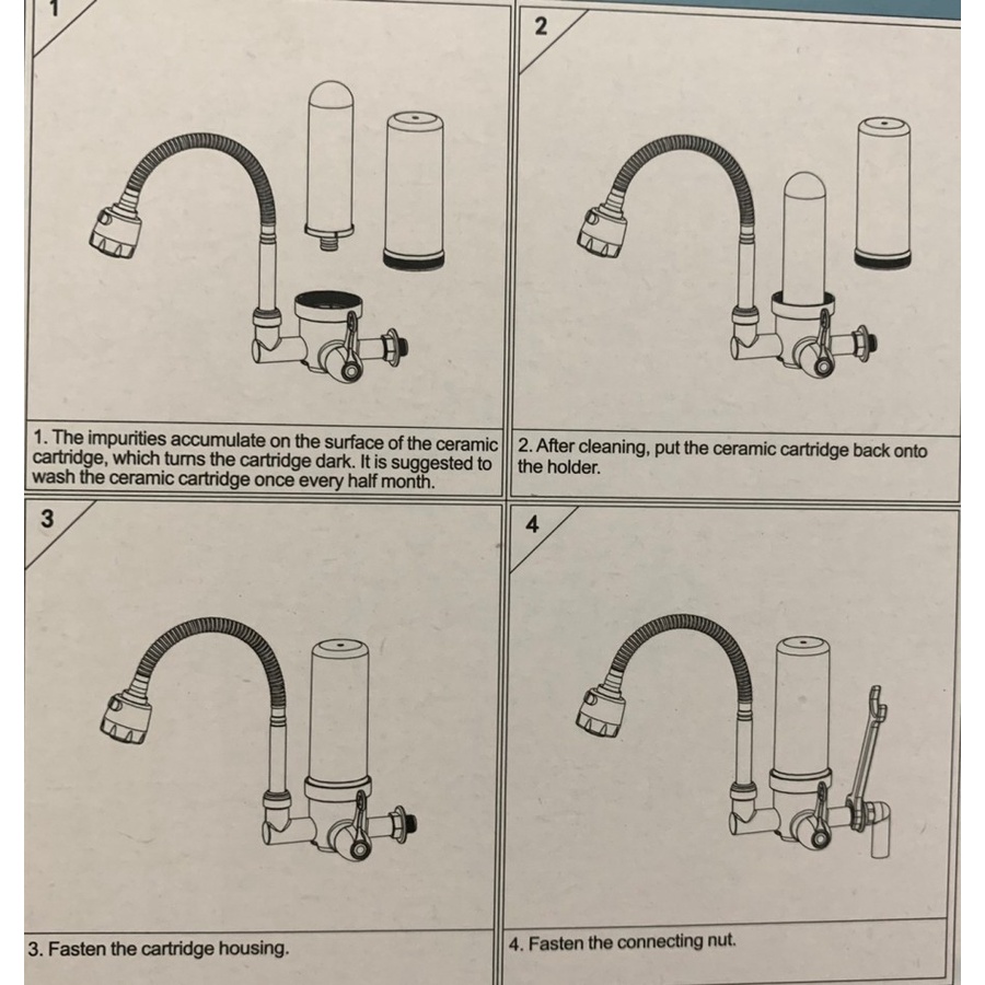 Keran Sink Cuci Dapur Fleksibel dan Filter air Soligen PC1 - Kran air Tembok Dapur Flexible Plus Water Filter