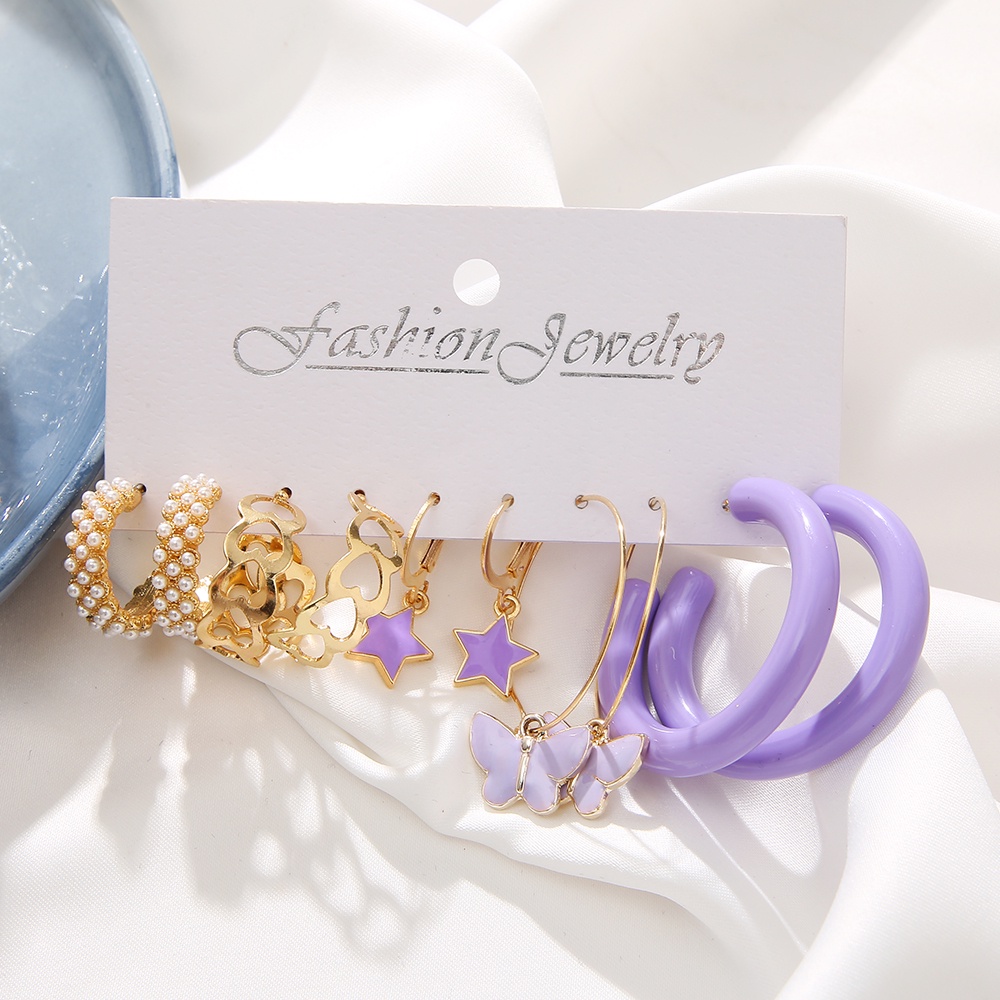 AY(CN) Set Anting Hoop Rumbai Warna-Warni Bahan Resin Gaya Korea Untuk Wanita