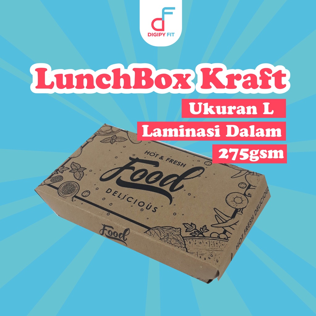 

Lunch Box Paper, Paper Lunch Box, Box Nasi, Kemasan Ayam Geprek, Lunch box Kertas UKURAN L