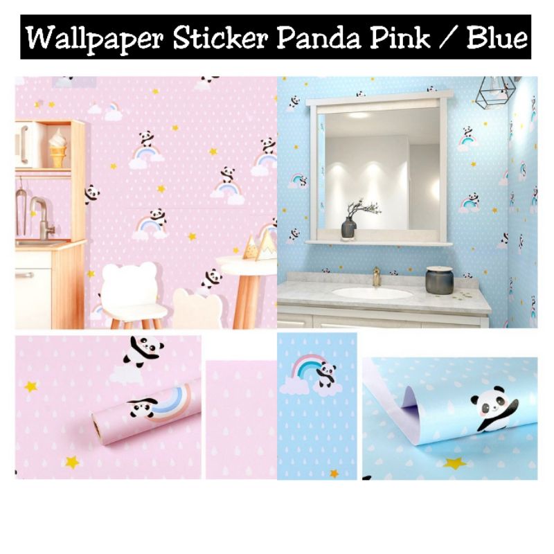 WALLPAPER STICKER DINDING PANDA PINK / BLUE