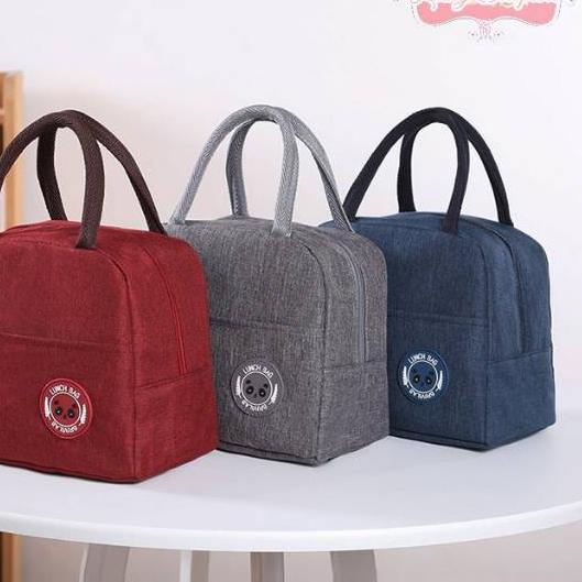 [BIG SALE] Lunch / Cooler Bag Tas Bekal Makanan Resleting POLOS 2 (Free ice jelly) ➥