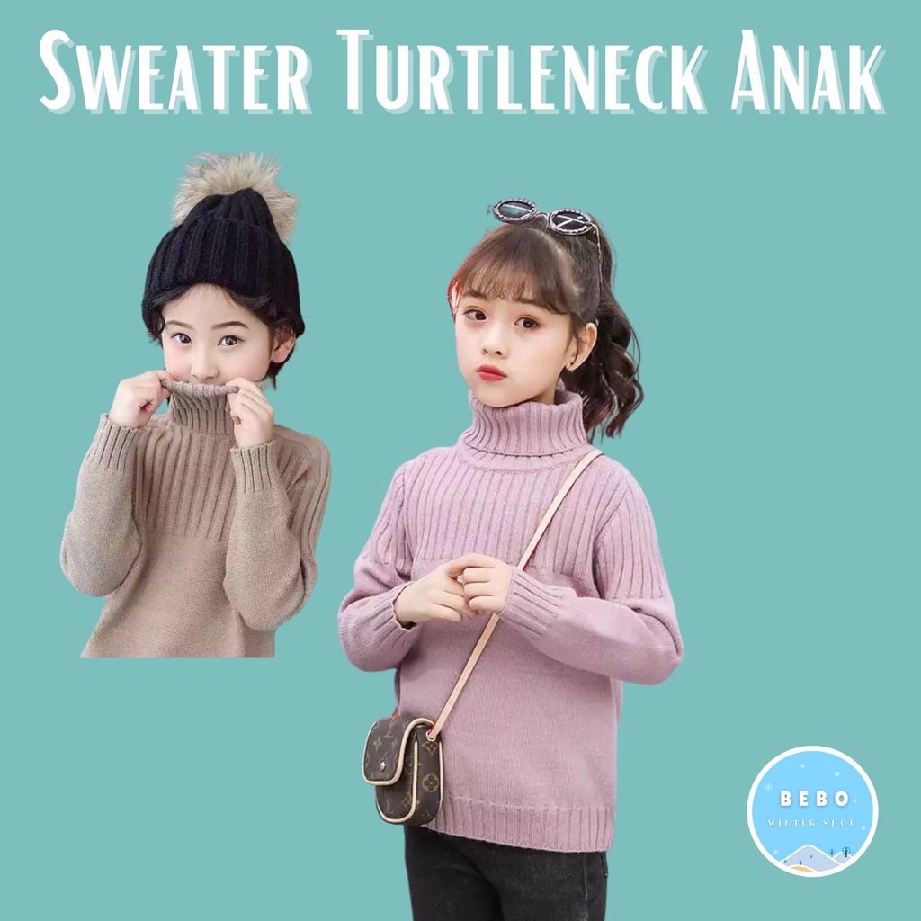 Sweater Turtleneck Anak Rajut Tebal untuk Winter